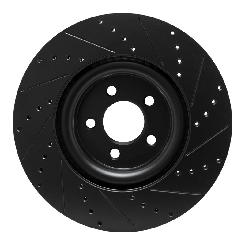 Ford Police Interceptor Utility Brake Rotor (1) - Front Left - R1 Concepts - Drilled & Slotted - Black - `20-`25